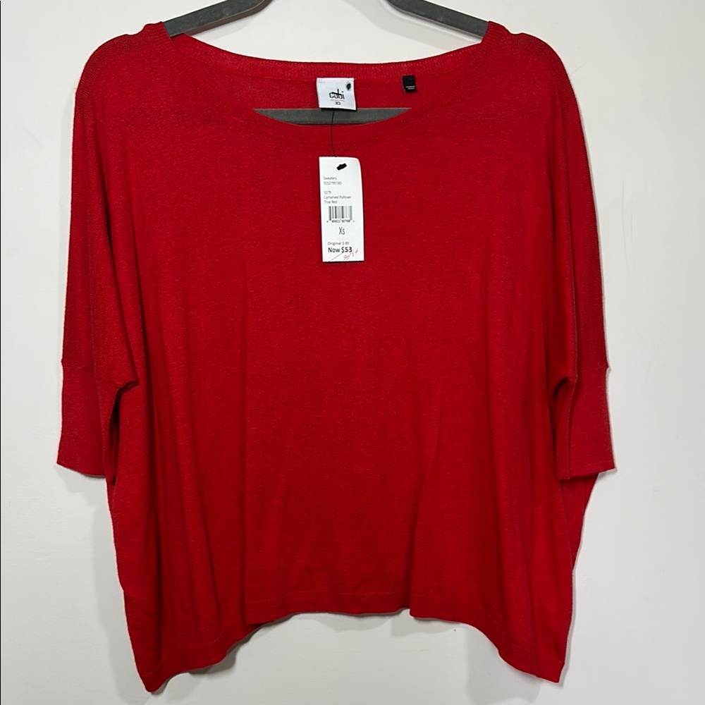 CAbi Cartwheel Pullover Sweater NWT True Red XS